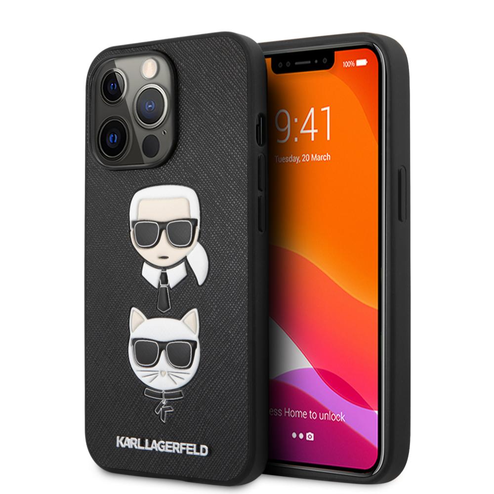 Karl Lagerfeld Karl Lagerfeld iPhone 13 Pro Skal Karl & Choupette PU Saffiano Svart - Teknikhallen.se