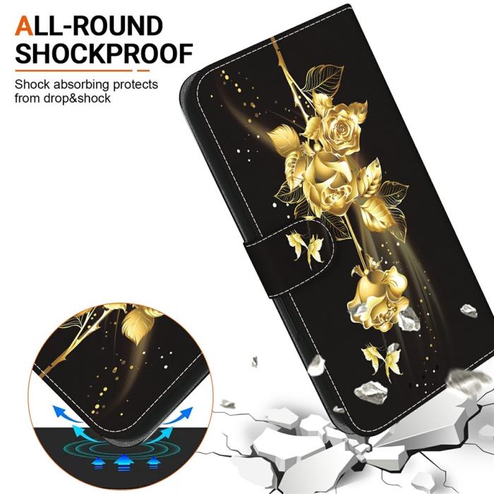 Bild 3,  Samsung Galaxy A27 5G Fodral Läder Blommor Guld - Teknikhallen.se