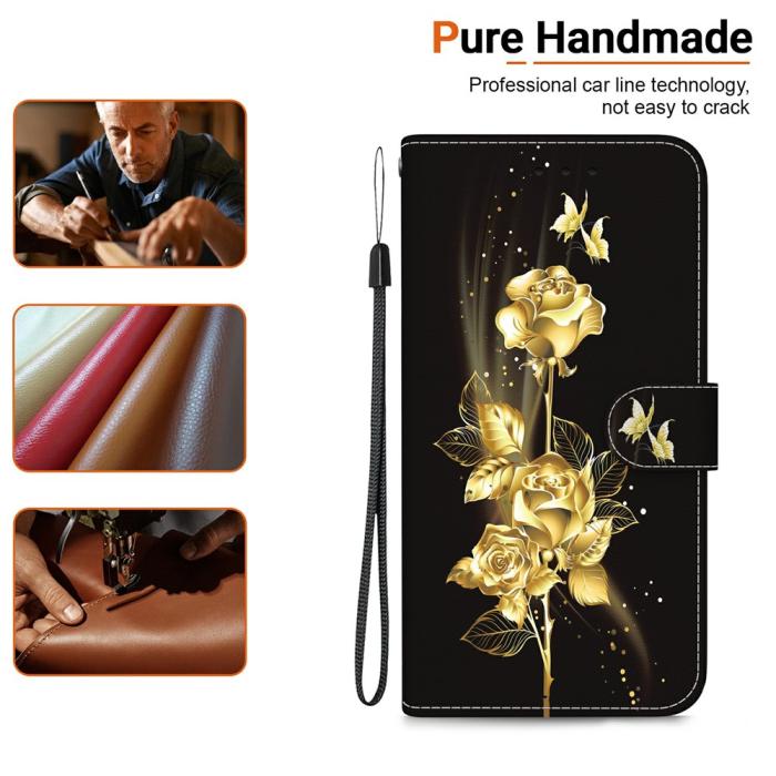 Bild 5,  Samsung Galaxy A27 5G Fodral Läder Blommor Guld - Teknikhallen.se