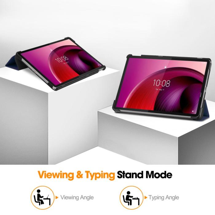 Bild 4,  Lenovo Tab M11 Fodral Tri-Fold Läder Mörk Blå - Teknikhallen.se