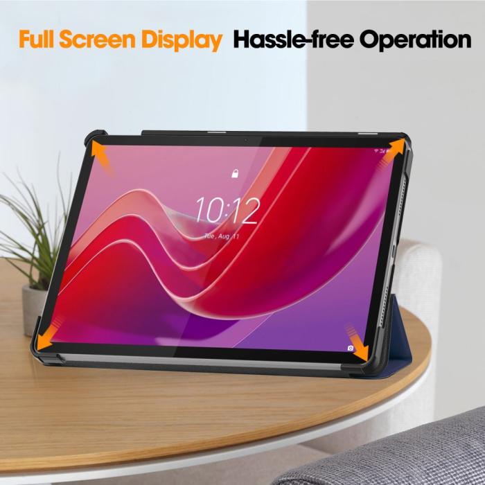 Bild 5,  Lenovo Tab M11 Fodral Tri-Fold Läder Mörk Blå - Teknikhallen.se