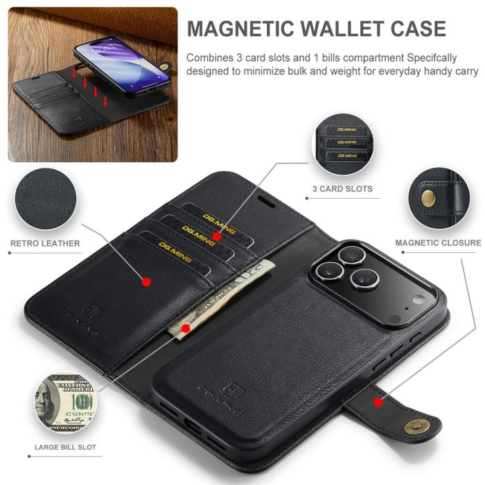 Bild 4, DG.MING DG.MING iPhone 17 Pro Max 2in1 Magnet Fodral / Skal Svart - Teknikhallen.se