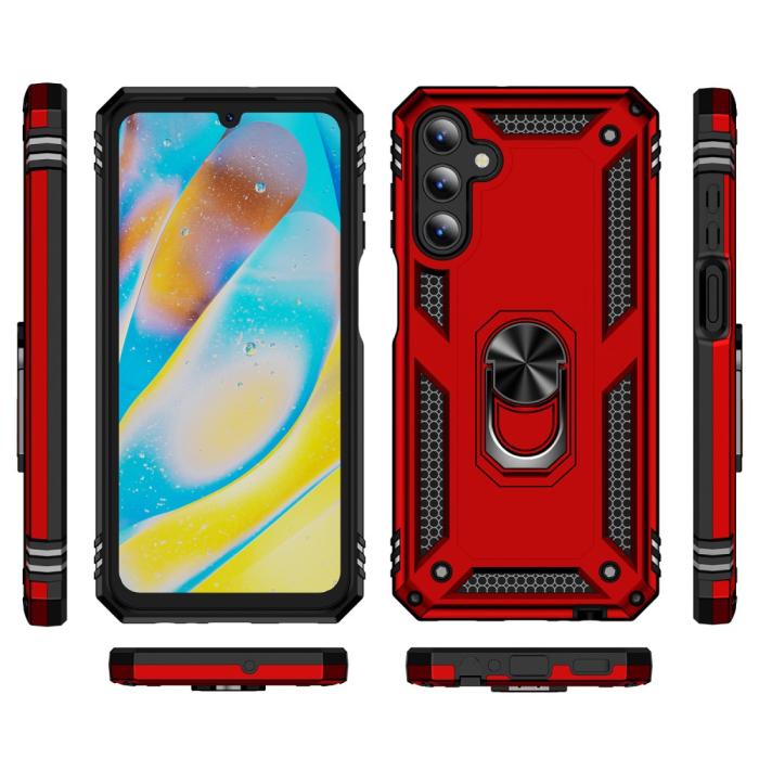 Bild 2,  Samsung Galaxy A15 5G Skal Armor Ring Hybrid Röd - Teknikhallen.se