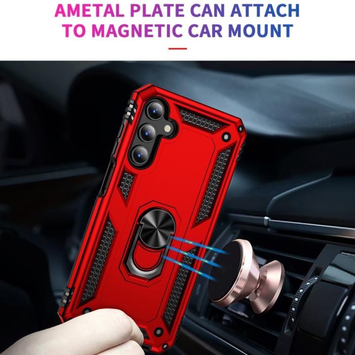 Bild 3,  Samsung Galaxy A15 5G Skal Armor Ring Hybrid Röd - Teknikhallen.se