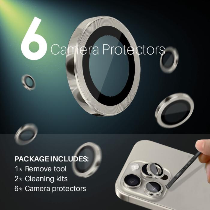 Bild 3, NORTHJO NORTHJO iPhone 14 Pro/Pro Max/15 Pro/Pro Max Linsskydd 2-PACK Champagne - Teknikhallen.se