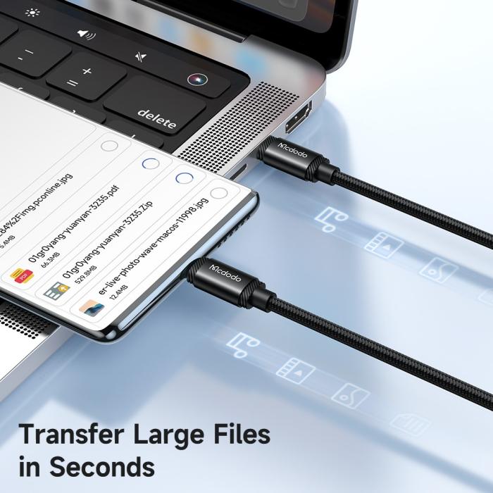 Bild 6, MCDODO Mcdodo 2m 240W PD USB-C - USB-C Nylonkabel Svart - Teknikhallen.se
