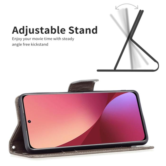 Bild 3,  Xiaomi 12 Fodral Tryck Butterfly Grå - Teknikhallen.se