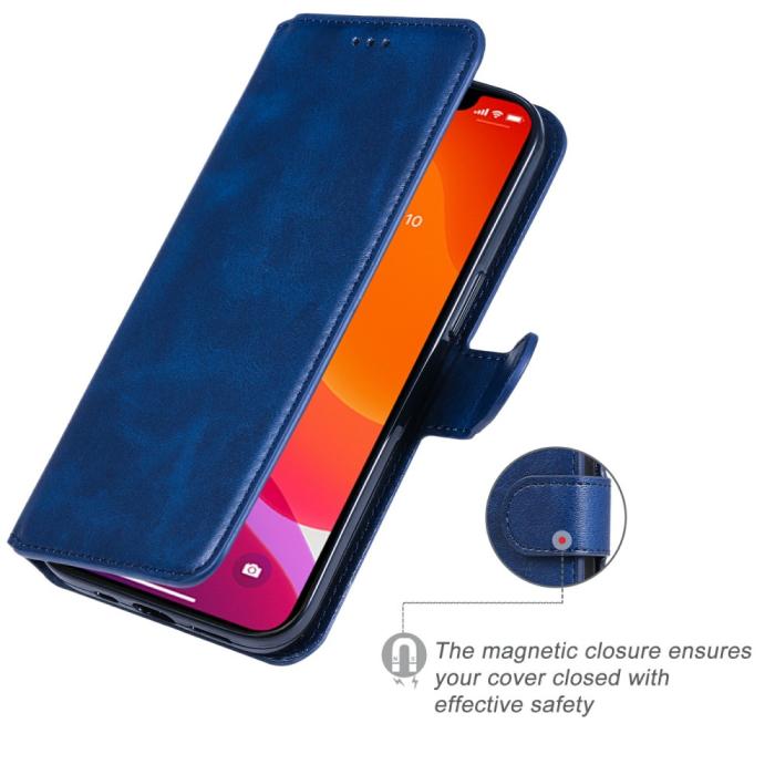 Bild 2,  iPhone 13 Fodral Läder Blå - Teknikhallen.se