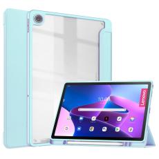  Lenovo Tab M10 Plus Gen 3 Fodral Tri-Fold Hybrid Ljus Bl&aring; - Teknikhallen.se