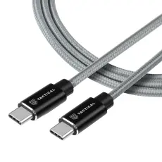 Tactical Tactical 30cm 100W 5A USB-C/USB-C Laddkabel Nylon Gr&aring; - Teknikhallen.se