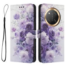  Honor Magic7 Lite Fodral Med Tryck Lila Rosor - Teknikhallen.se
