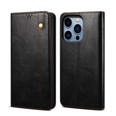  iPhone 14 Pro Fodral Flip Wax L&auml;der Svart - Teknikhallen.se
