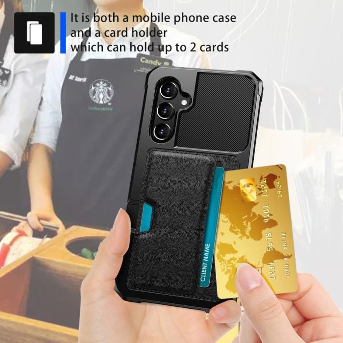 Bild 5,  Samsung Galaxy A55 5G Skal Shockproof Med Kortfack Svart - Teknikhallen.se