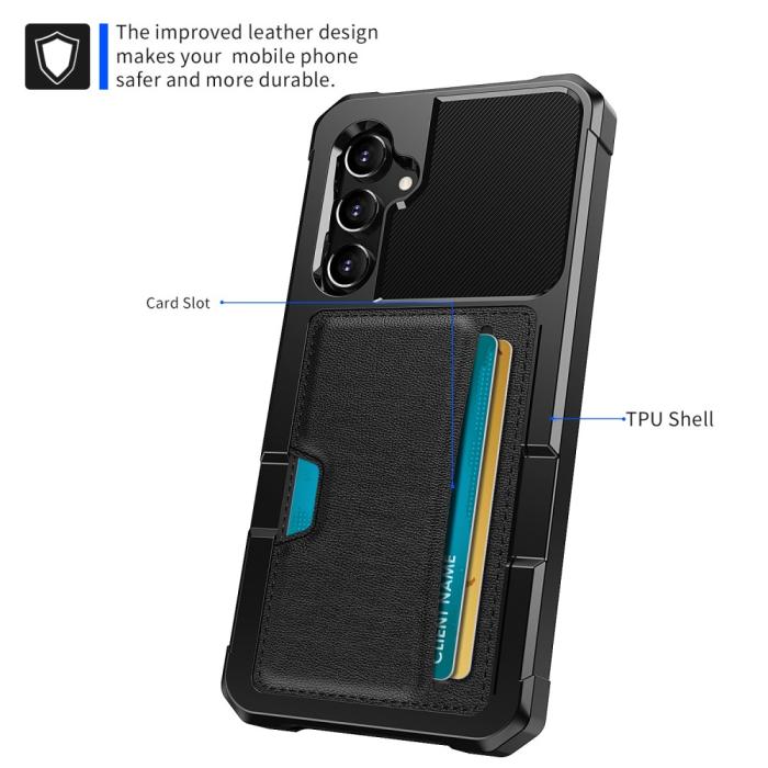 Bild 2,  Samsung Galaxy A35 5G Skal Shockproof Med Kortfack Svart - Teknikhallen.se