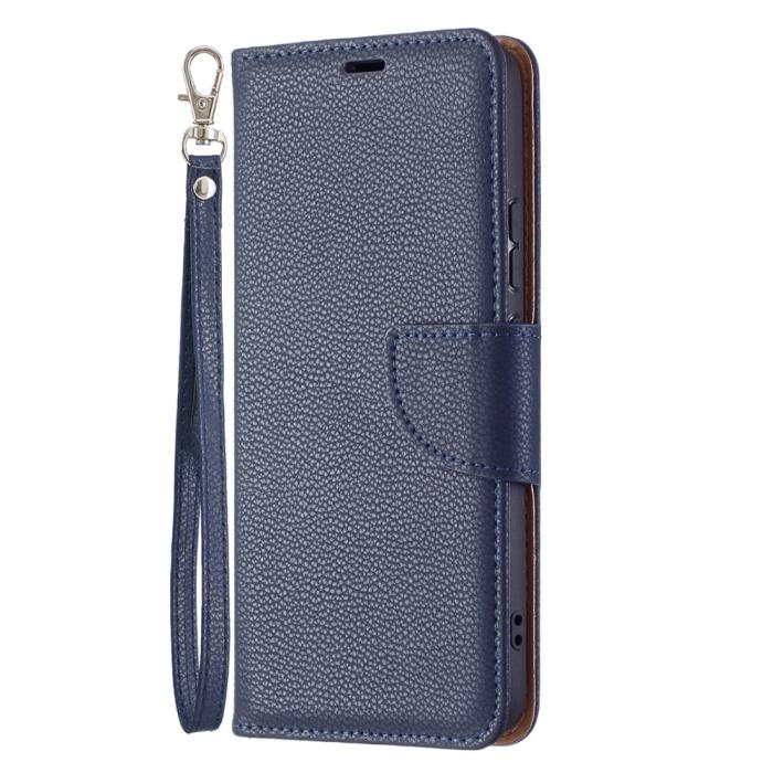 Bild 4,  Samsung Galaxy S22 Plus Fodral Litchi Textur Läder Mörk Blå - Teknikhallen.se