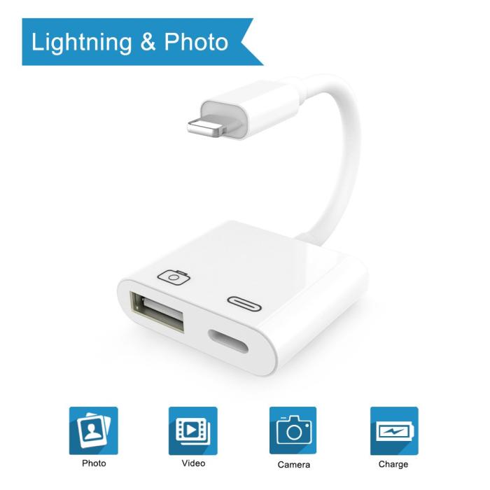 Bild 2,  Lightning Till USB 3-kameraadapter Vit - Teknikhallen.se
