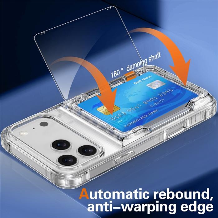 Bild 4,  iPhone 17 Pro Max Skal Kickstand Med Kortfack Transparent - Teknikhallen.se