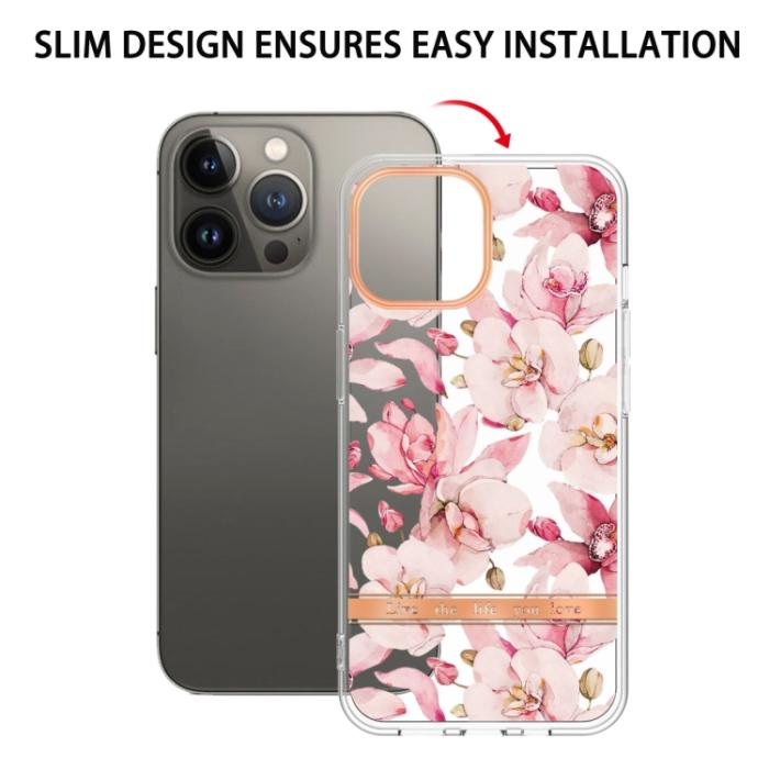 Bild 2,  iPhone 15 Pro Skal Med Tryck Rosa Gardenia - Teknikhallen.se