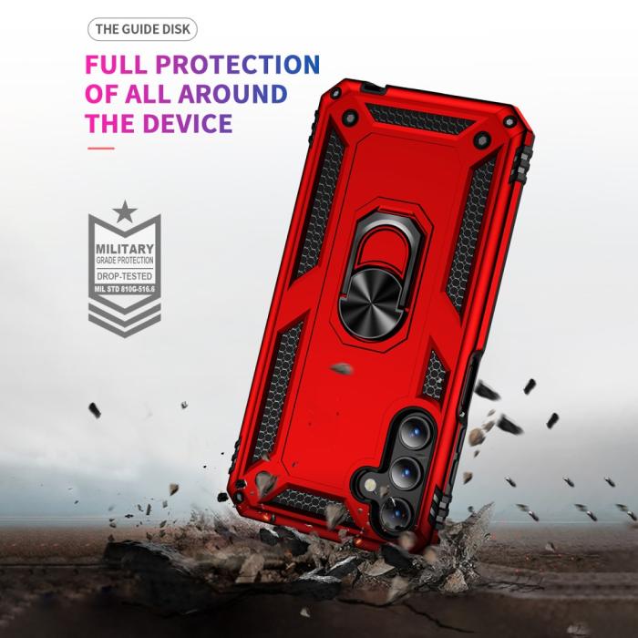 Bild 4,  Samsung Galaxy A15 5G Skal Armor Ring Hybrid Röd - Teknikhallen.se
