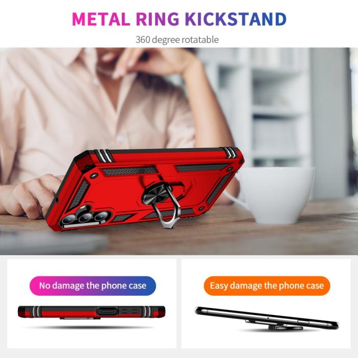 Bild 5,  Samsung Galaxy A15 5G Skal Armor Ring Hybrid Röd - Teknikhallen.se