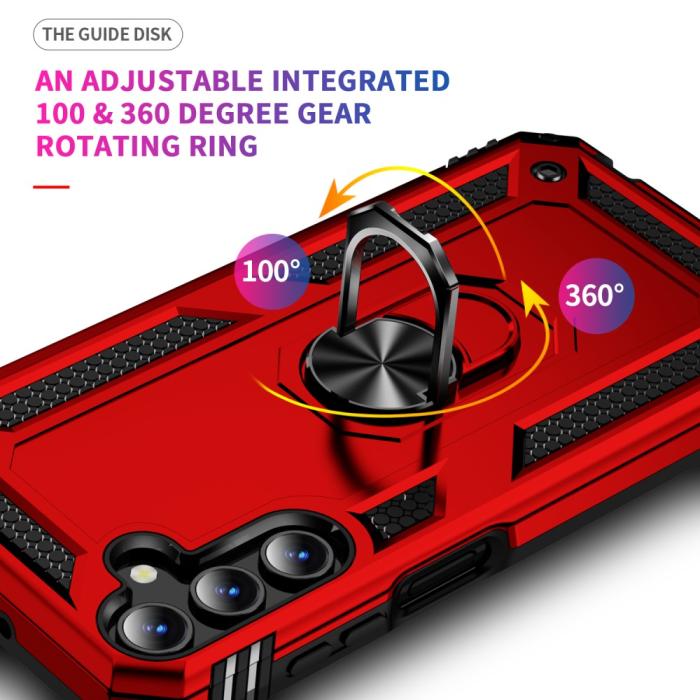 Bild 6,  Samsung Galaxy A15 5G Skal Armor Ring Hybrid Röd - Teknikhallen.se