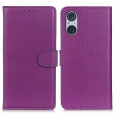  Sony Xperia 5 V Fodral Litchi L&auml;der Lila - Teknikhallen.se