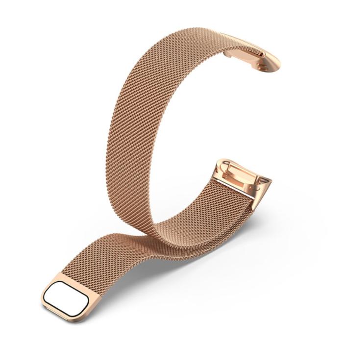 Bild 2,  Fitbit Charge 6 / 5 Metall Armband Milanese Loop Roséguld - Teknikhallen.se