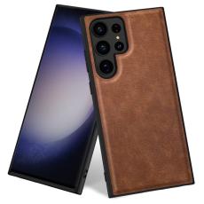  Galaxy S24 Ultra L&auml;derbelagt Hybrid Skal Brun - Teknikhallen.se