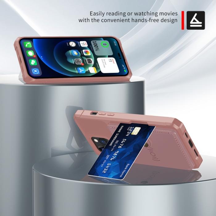 Bild 2,  iPhone 14 Pro Skal Med Plånboksfunktion Roséguld - Teknikhallen.se
