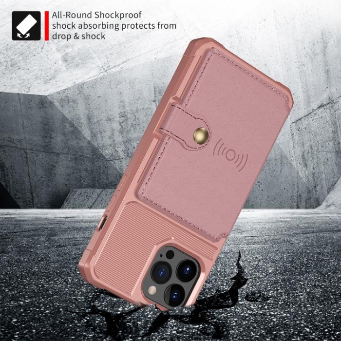 Bild 3,  iPhone 14 Pro Skal Med Plånboksfunktion Roséguld - Teknikhallen.se