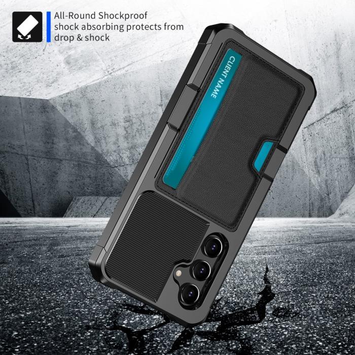 Bild 4,  Samsung Galaxy A35 5G Skal Shockproof Med Kortfack Svart - Teknikhallen.se
