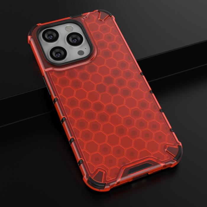 Bild 2,  iPhone 15 Pro Max Skal Honeycomb Shockproof Röd - Teknikhallen.se