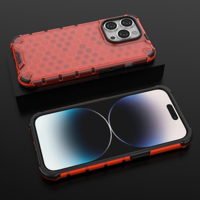 Bild 3,  iPhone 15 Pro Max Skal Honeycomb Shockproof Röd - Teknikhallen.se