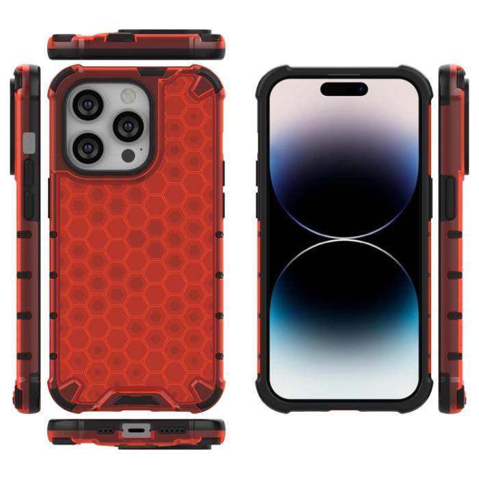 Bild 4,  iPhone 15 Pro Max Skal Honeycomb Shockproof Röd - Teknikhallen.se