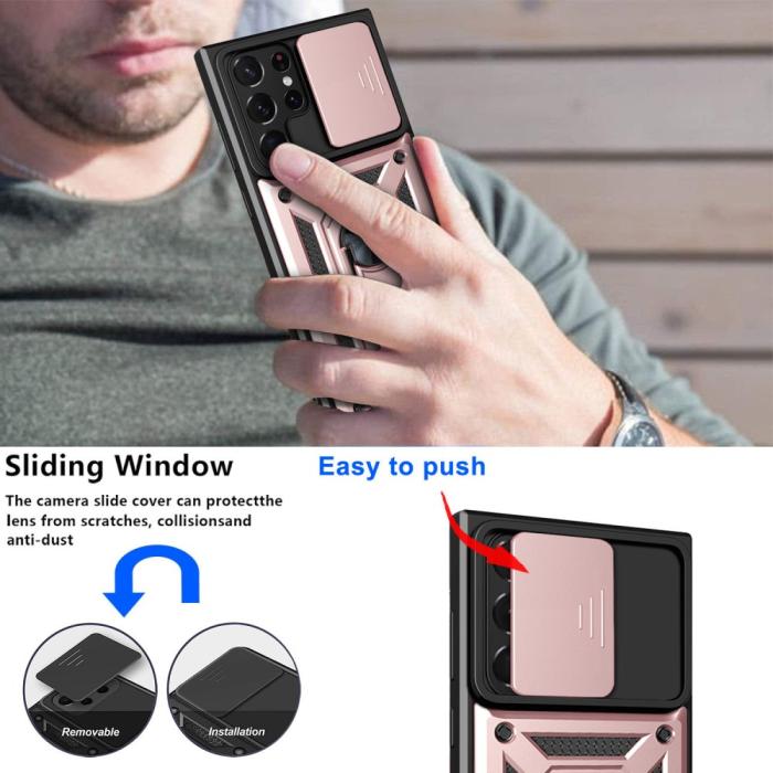 Bild 4,  Samsung Galaxy S23 Ultra Skal Ring CamShield Roséguld - Teknikhallen.se