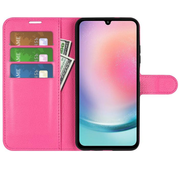 Bild 2,  Samsung Galaxy A25 5G Fodral Litchi Läder Rosa - Teknikhallen.se