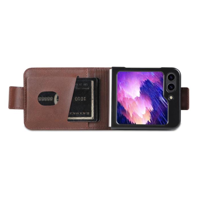 Bild 2, AZNS AZNS Galaxy Z Flip 5 Fodral Läder Mörk Brun - Teknikhallen.se