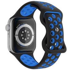 ColorPop Sportarmband Dual-Color Apple Watch 42/44/45/46/49 mm (M/L) Svart/Bl&aring; - Teknikhallen.se