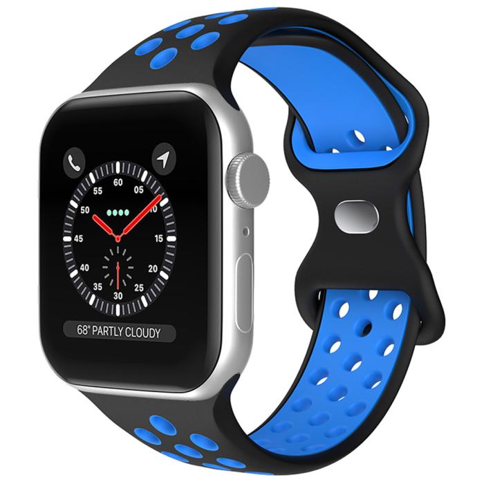 Bild 2, ColorPop Sportarmband Dual-Color Apple Watch 42/44/45/46/49 mm (M/L) Svart/Blå - Teknikhallen.se