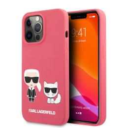 Karl Lagerfeld Karl Lagerfeld iPhone 13 Pro Skal Karl & Choupette Liquid Silikon Rosa - Teknikhallen.se