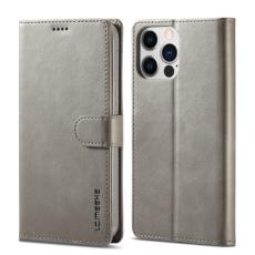 LC.IMEEKE LC.IMEEKE iPhone 14 Pro Fodral L&auml;der Gr&aring; - Teknikhallen.se