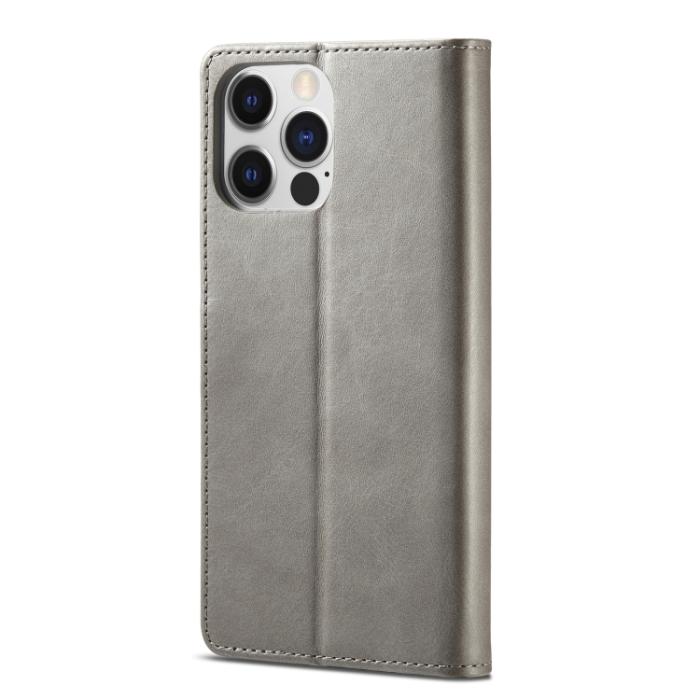 Bild 3, LC.IMEEKE LC.IMEEKE iPhone 14 Pro Fodral Läder Grå - Teknikhallen.se
