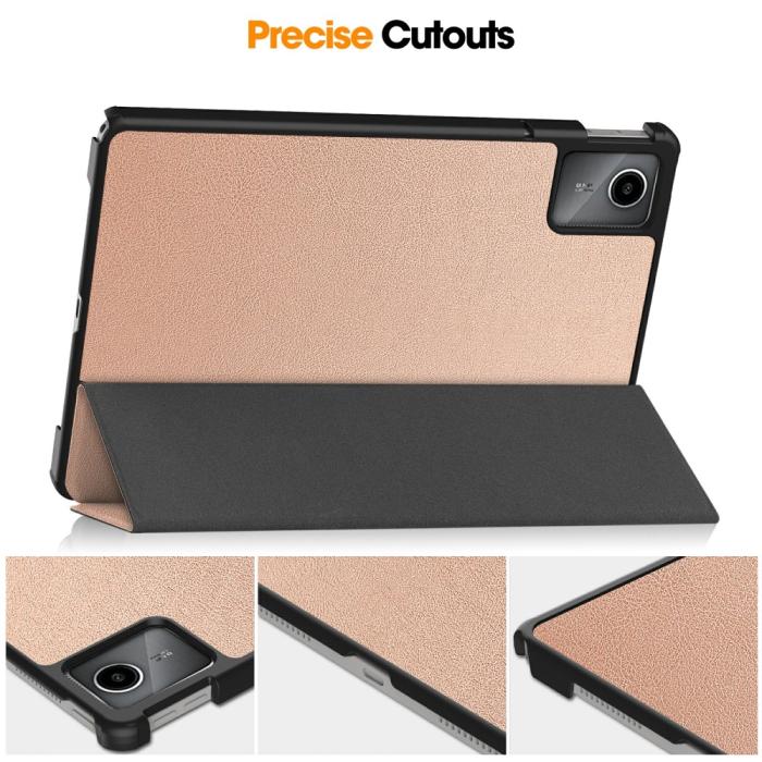 Bild 6,  Lenovo Tab M11 Fodral Tri-Fold Läder Roséguld - Teknikhallen.se