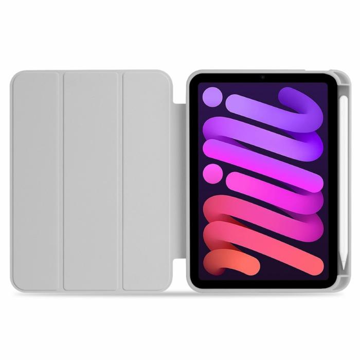 Bild 5,  iPad Mini 2024/2021 Fodral Slim Tri-Fold Pennhållare Grå - Teknikhallen.se