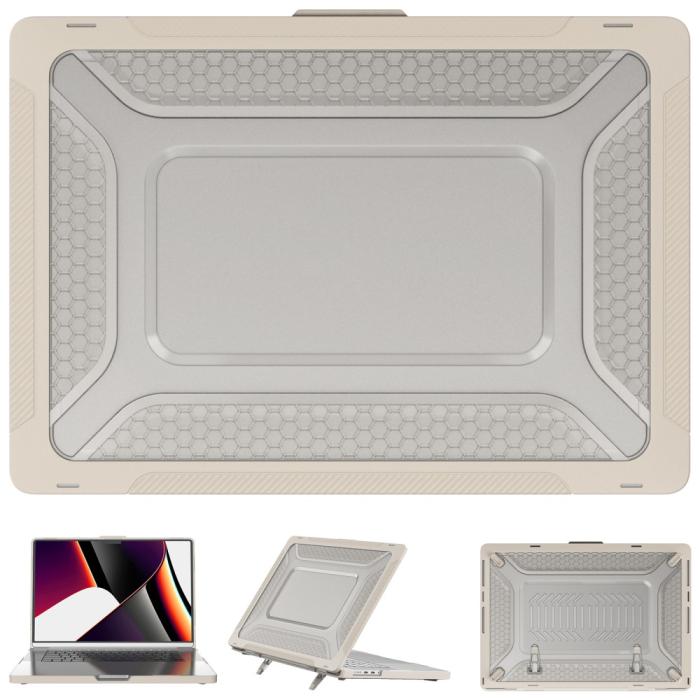 Bild 2,  MacBook Pro 16 2021-2023 Skal Med Kickstand Beige - Teknikhallen.se