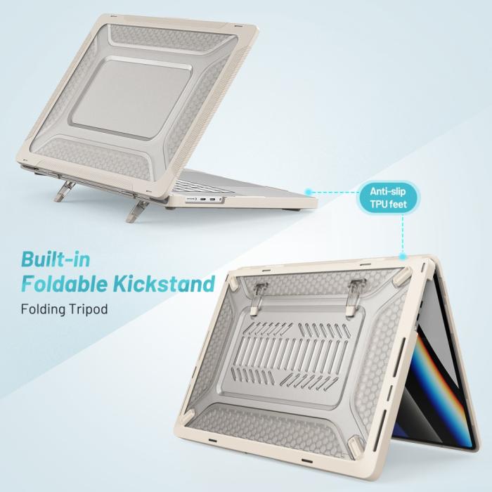 Bild 3,  MacBook Pro 16 2021-2023 Skal Med Kickstand Beige - Teknikhallen.se