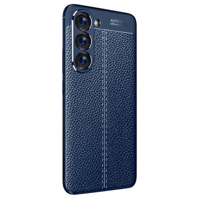 Bild 2,  Samsung Galaxy S23 Plus Skal Litchi Textur Blå - Teknikhallen.se