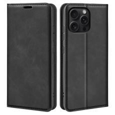  iPhone 16 Pro Fodral Flip L&auml;der Svart - Teknikhallen.se