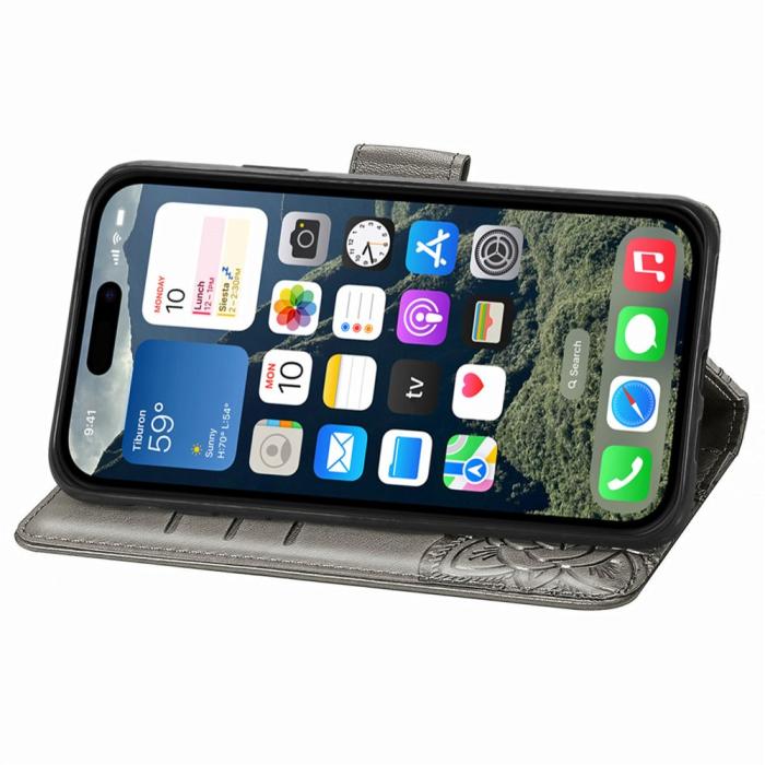 Bild 4,  iPhone 17e / 16e Fodral Med Fjäril Tryck Grå - Teknikhallen.se