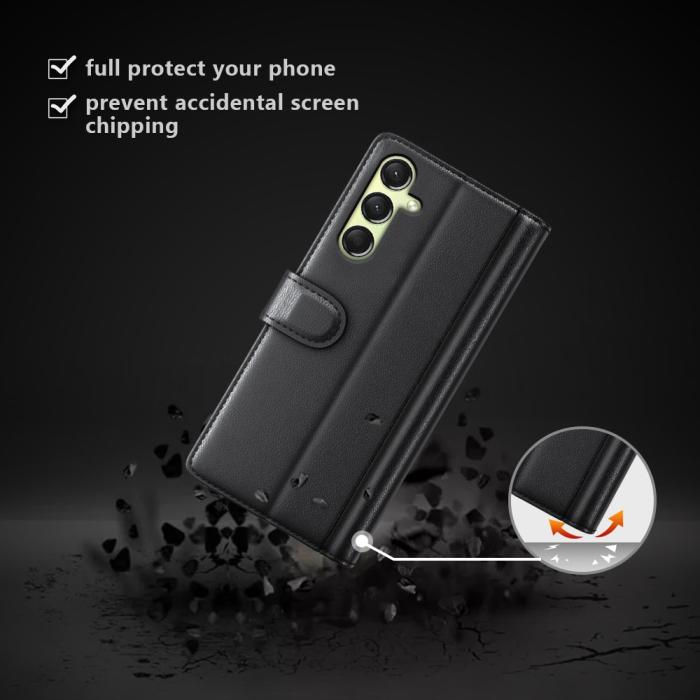 Bild 4,  Samsung Galaxy A16 Fodral Premium Äkta Läder Svart - Teknikhallen.se